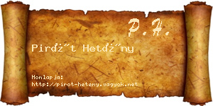 Pirót Hetény névjegykártya